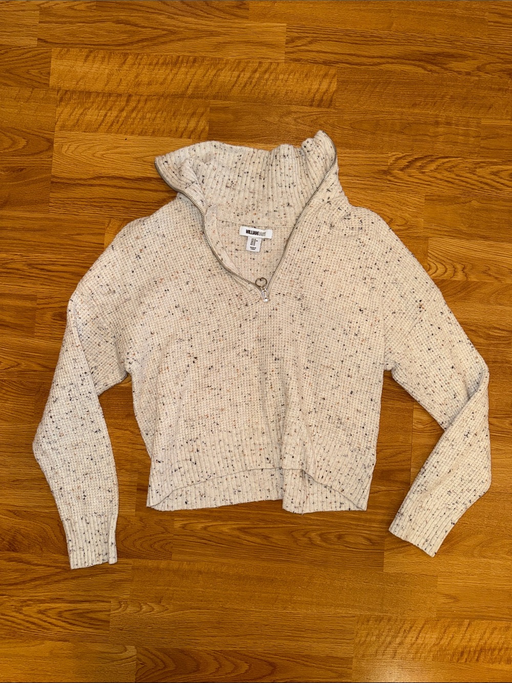 William Rast Cream Speckled Half-Zip Sweater